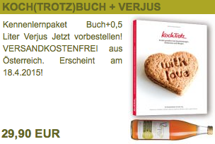 Das KochTrotz-Kochbuch versandkostenfrei für Österreich! Mit Verjus im Paket! Oder auch ohne! 18 Verjus-Angebot-Buch-Bundle