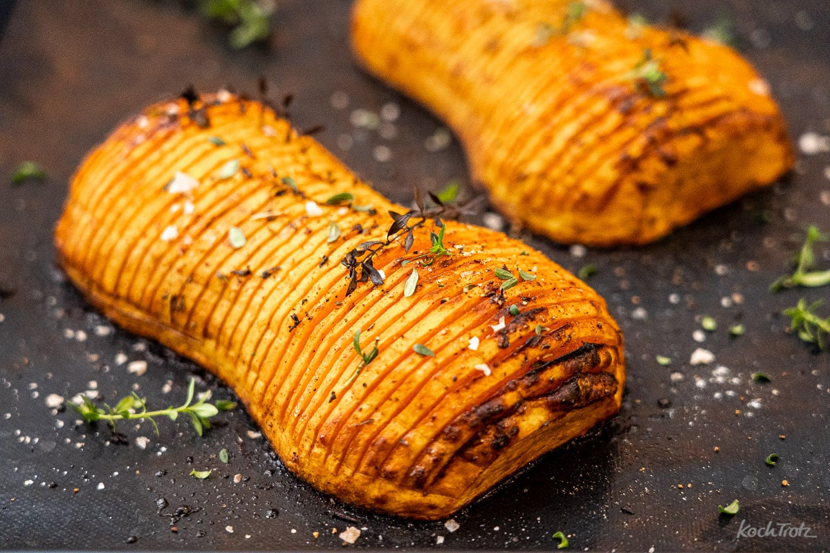 Butternut-Kürbis Hasselback | köstlich, einfach und ein Hingucker 4 butternut kuerbis hasselback rezept 14 14kochtrotzt-rezepte