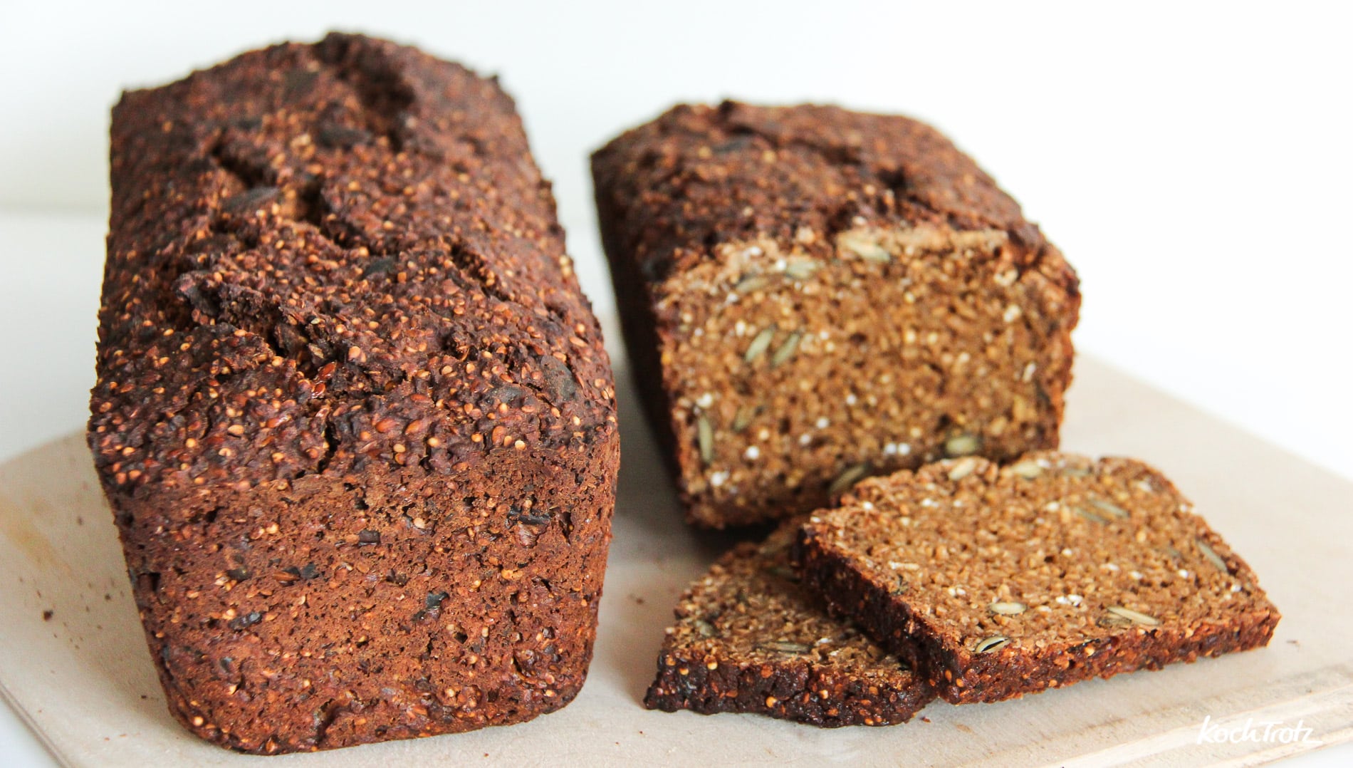 Rezept für das beste und einfachste glutenfreie KochTrotz Schwarzbrot der Welt mit einfachen Zutaten - ohne Kneten 3 glutenfreies schwarzbrot mit hefe auch fuer kenwood cooking chef 5 1kochtrotzt-rezepte