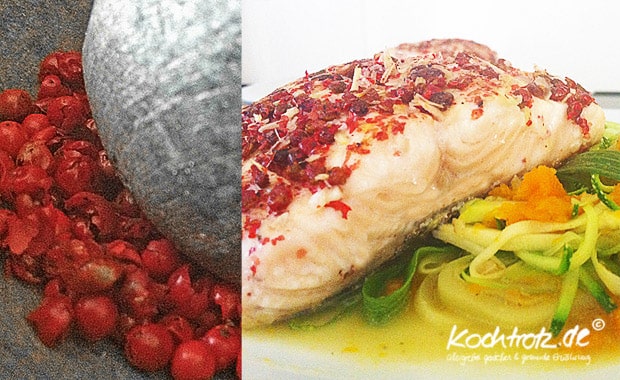Biolachs mit einer Kruste aus rosa Pfeffer und Zitronengras 1 kt f biolachs roter pfeffer kruste 6kochtrotzt-rezepte