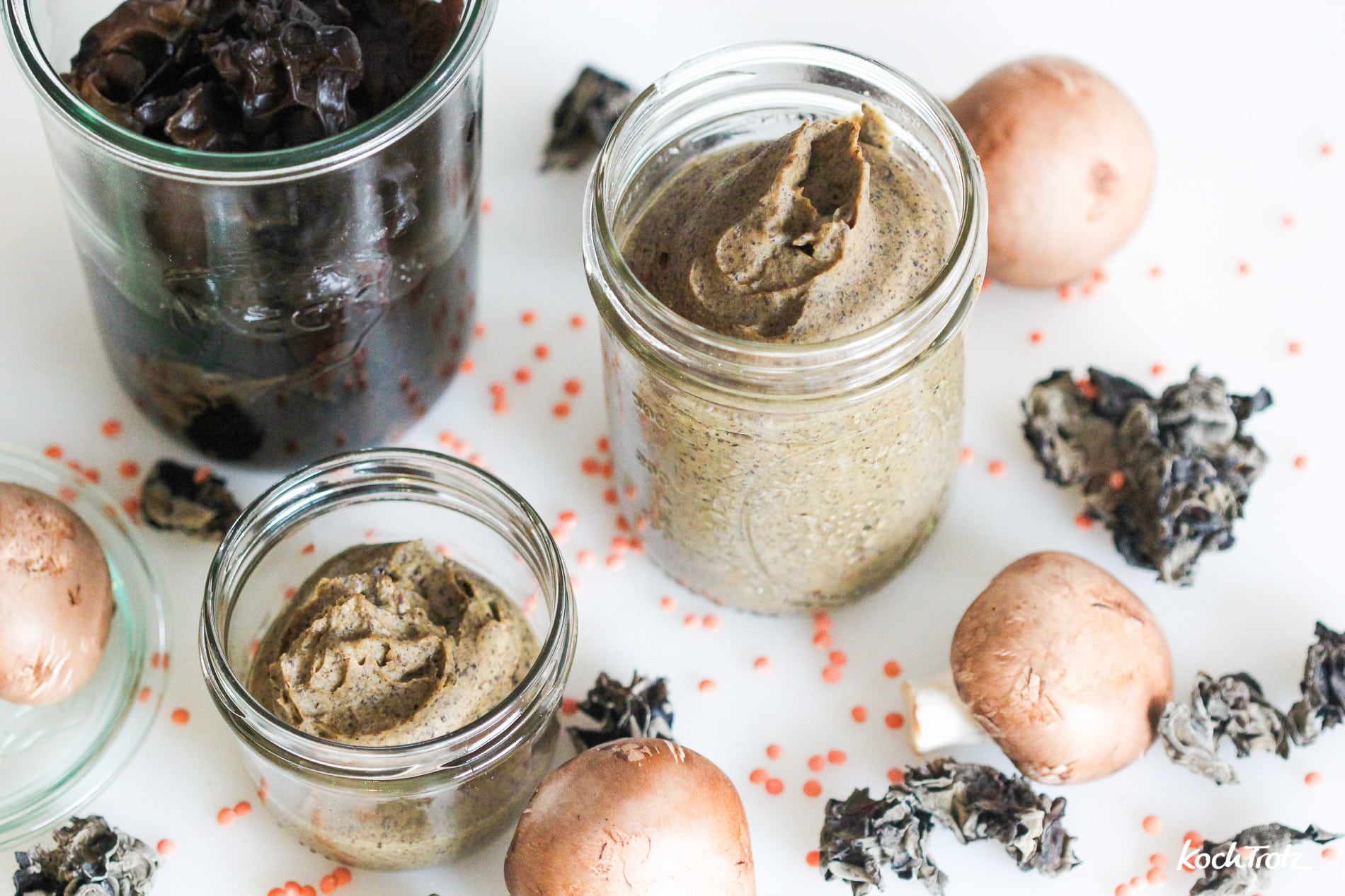 Pilzaufstrich - wie Leberwurst und das Judasohr mal völlig anders verwertet - für Thermomix oder klassisch - sojafrei, vegan, glutenfrei 4 pilzcreme judasohr leberwurst vegan linsen 1 2 2kochtrotzt-rezepte