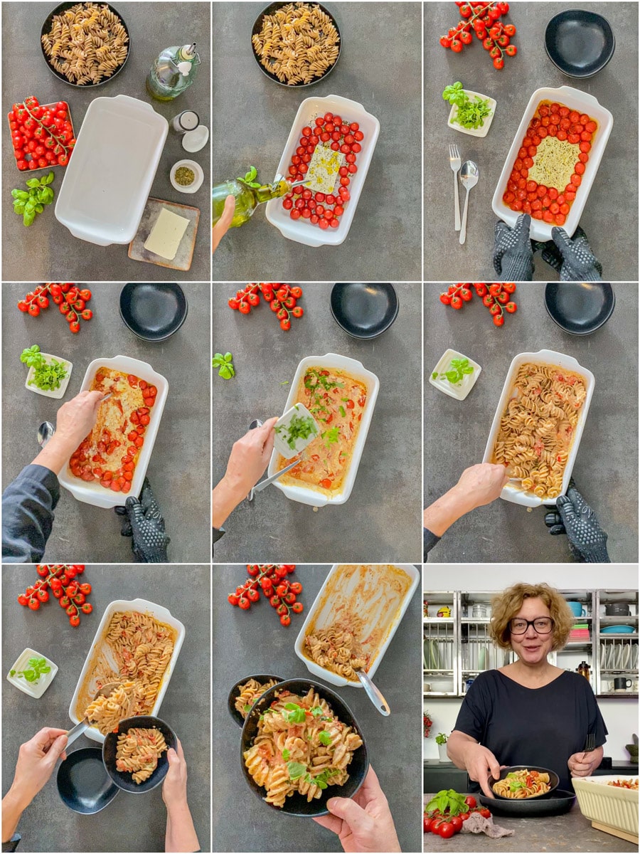 Baked Feta Pasta - so gut, so einfach, so variabel 1 baked feta pasta collage 3 4 lrkochtrotzt-rezepte