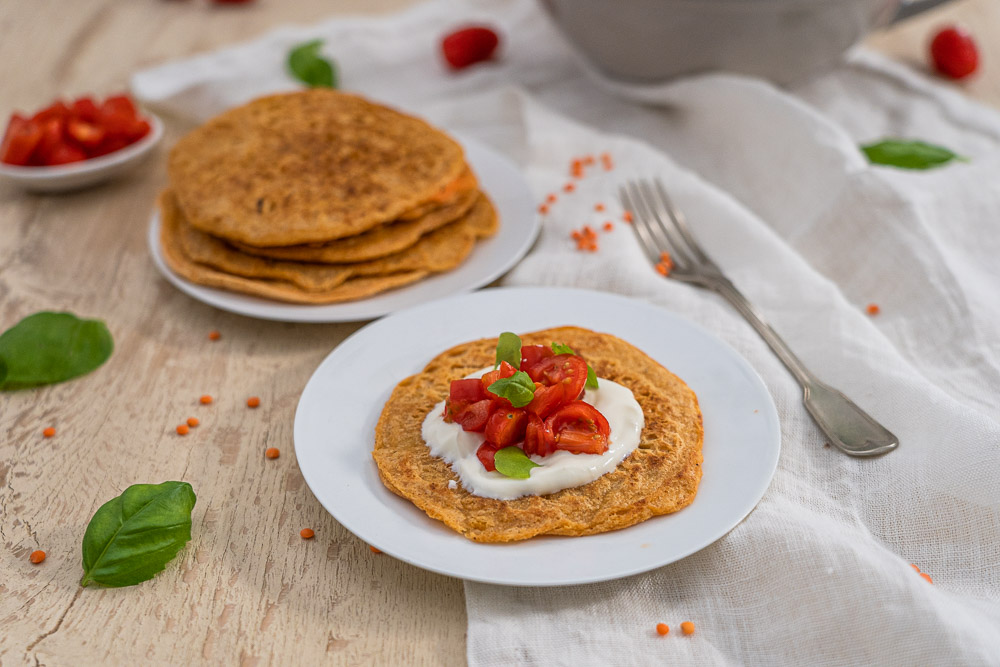 Linsen-Pancakes: Herzhafte vegane Pancakes mit Linsen