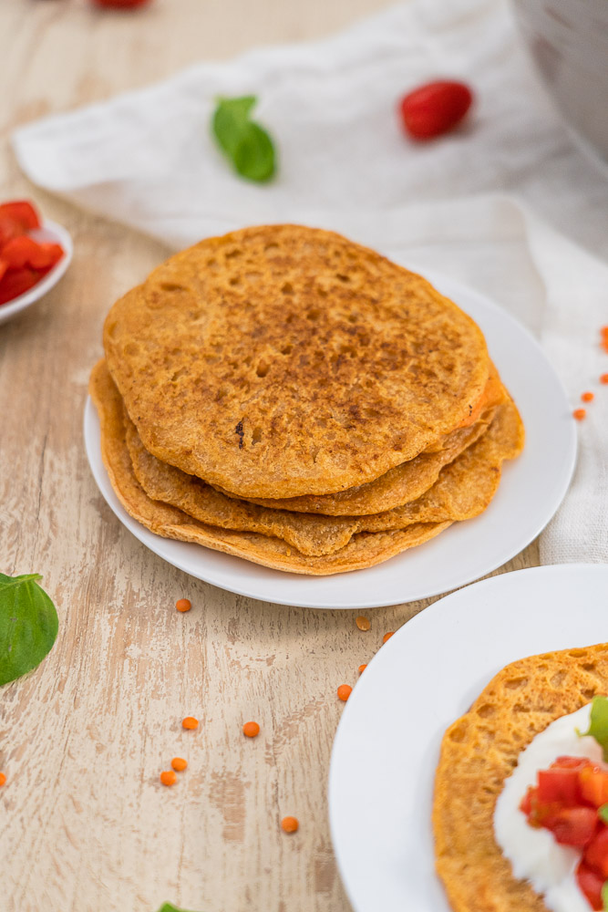 Linsen-Pancakes: Herzhafte vegane Pancakes mit Linsen