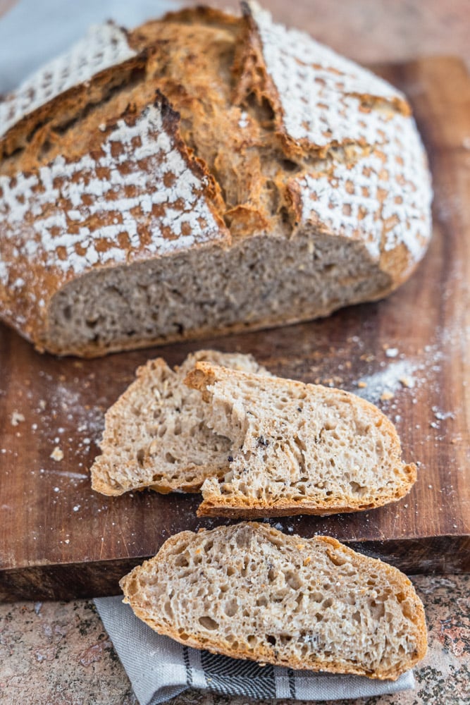 Einfaches Sauerteigbrot ohne Kneten | Anleitung für Sauerteig 4 sauerteigbrot dinkel haferflocken ohne kneten rezept 12kochtrotzt-rezepte
