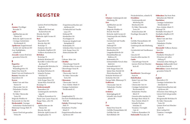"Seelenfutter glutenfrei" - das neue KochTrotz-Kochbuch ist da! 6 Seelenfutter glutenfrei - Blick ins Buch - Register