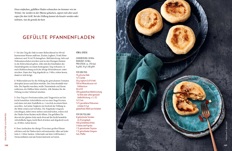 "Seelenfutter glutenfrei" - das neue KochTrotz-Kochbuch ist da! 10 Blick ins Buch: Seelenfutter glutenfrei - Gefüllte Pfannenfladen