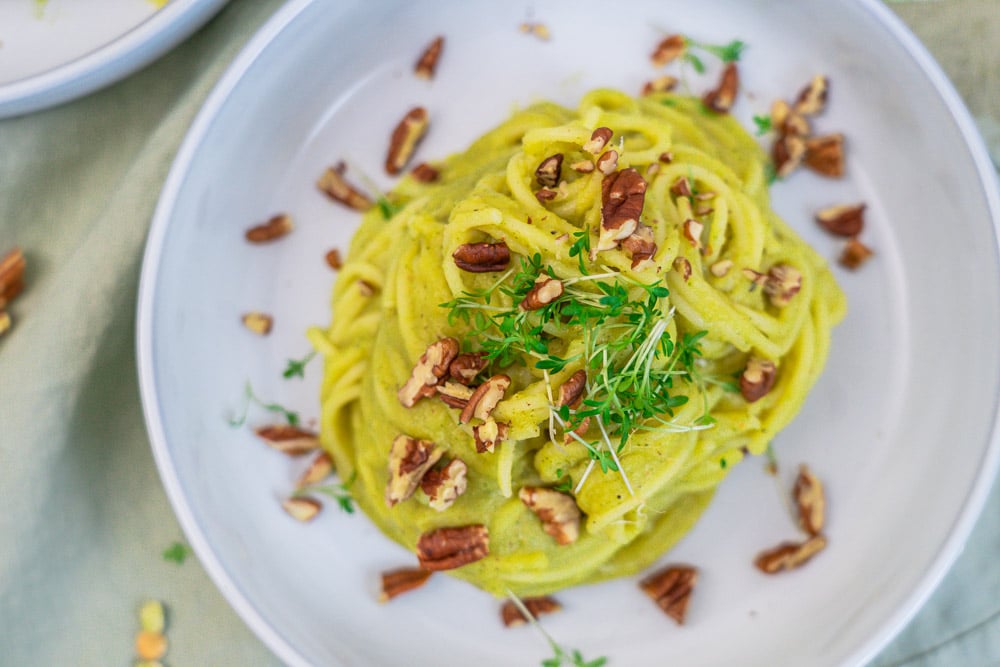 Pasta Verde - Pasta mit Erbsen - 10 Minuten Gericht