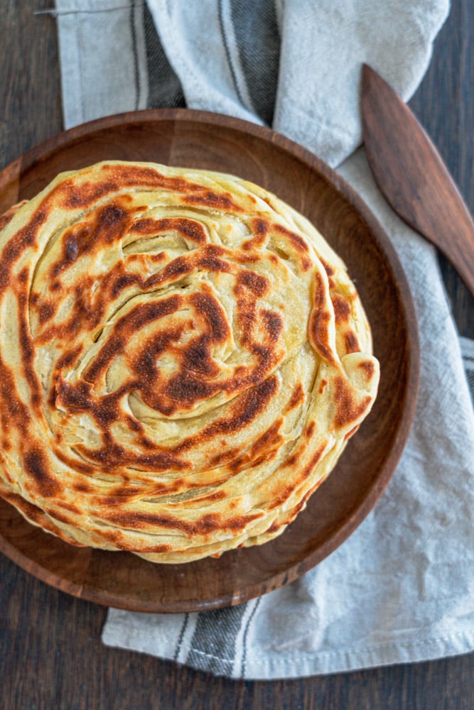 Knusprige, blättrige Fladenbrote aus der Pfanne - ohne Backtriebmittel 5 Rezept einfach indische Paratha Fladenbrot aus der Pfanne