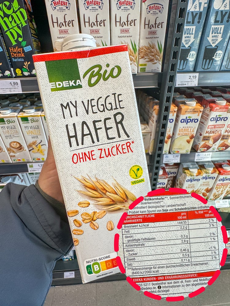 Wird Hafermilch in Kaffee und Tee nicht vertragen? Gründe und Symptome 7 Edeka Bio My Veggie Haferdrink ohne Zucker