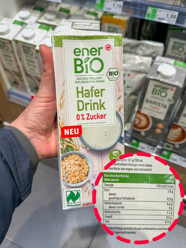 Wird Hafermilch in Kaffee und Tee nicht vertragen? Gründe und Symptome 8 Rossmann ener Bio Haferdrink 0% Zucker