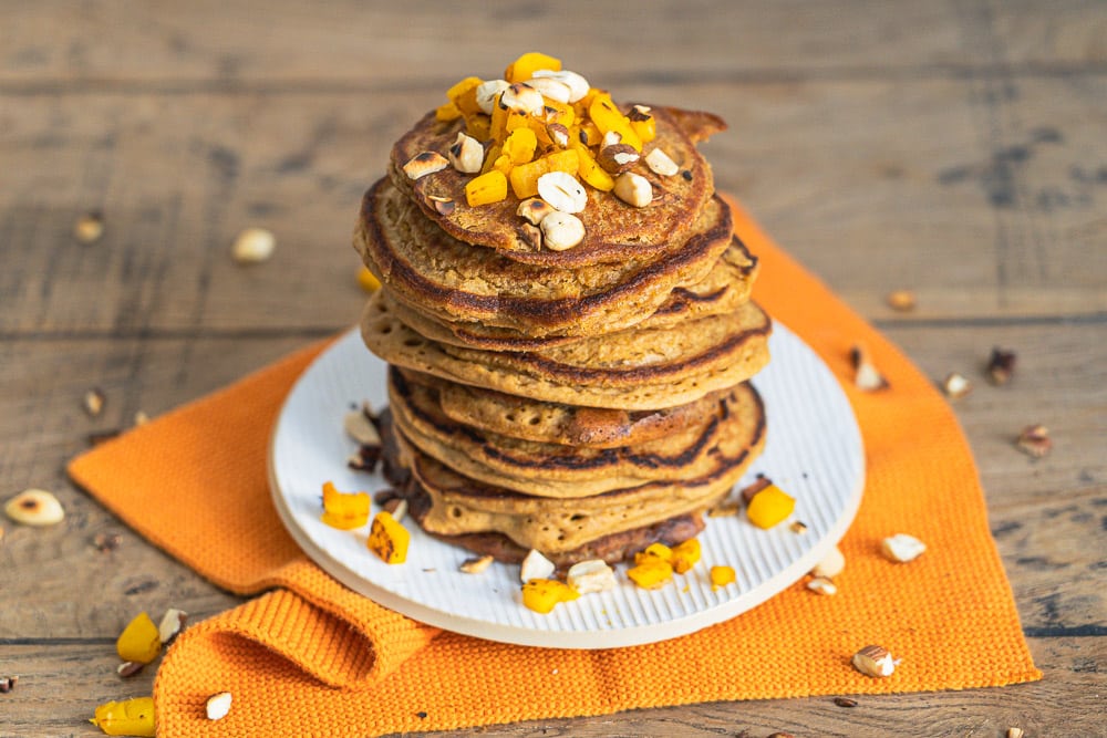Vegane Kürbis-Pancakes - einfaches 4 Zutaten-Rezept (glutenfrei) 7 einfaches Rezept Kürbis-Pancakes, vegan und glutenfrei