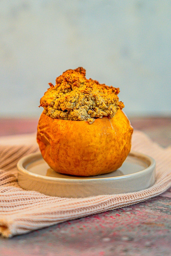 Bratapfel mit Marzipan-Streuselfüllung - ohne Mehl 2 Bratapfel einfaches Rezept ohne Mehl wahlweise glutenfrei
