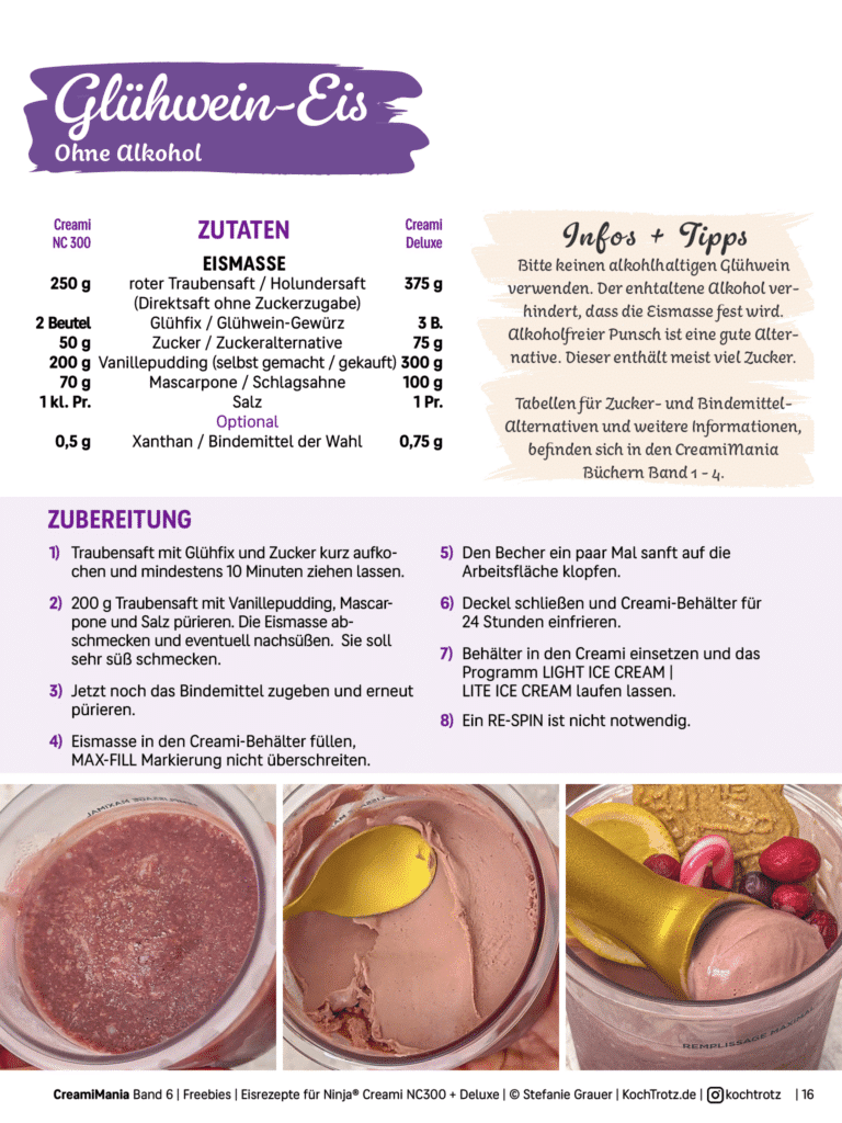 Glühwein-Eis aus der Ninja Creami 2 Rezeptkarte Glühwein-Eis Ninja Creami beide Modelle
