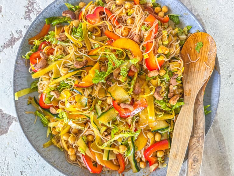 Reisnudelsalat mit Gemüse, Flexi-Rezept, Resteverwertung, schnell und einfach