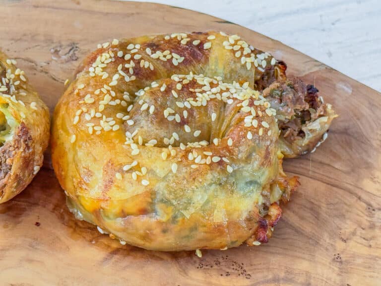 Cheeseburger-Schnecken mit Reispapier - glutenfrei