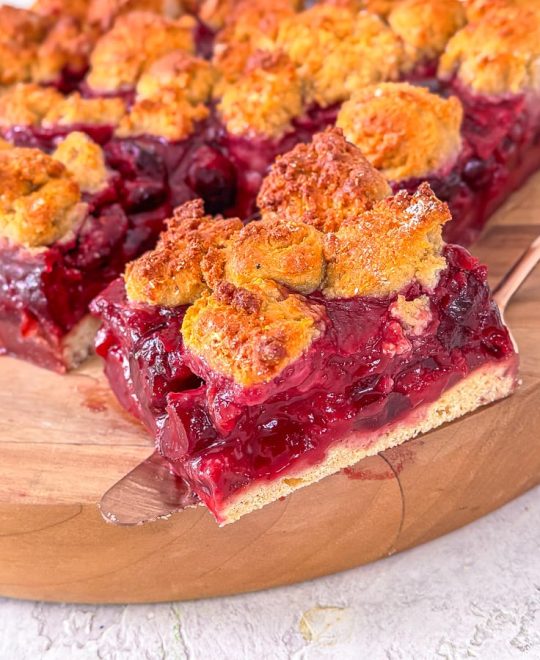 Flexi-Rezept Kirsch-Streuselkuchen mit Keksteig - Quarkstreusel ohne Butter